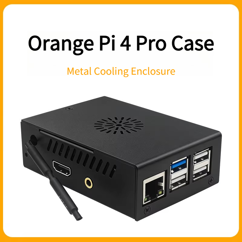 Pi 4 Case - เคสโลหะอะลูมิเนียมสำหรับ Orange Pi 4 Pro พร้อมเสาอากาศ