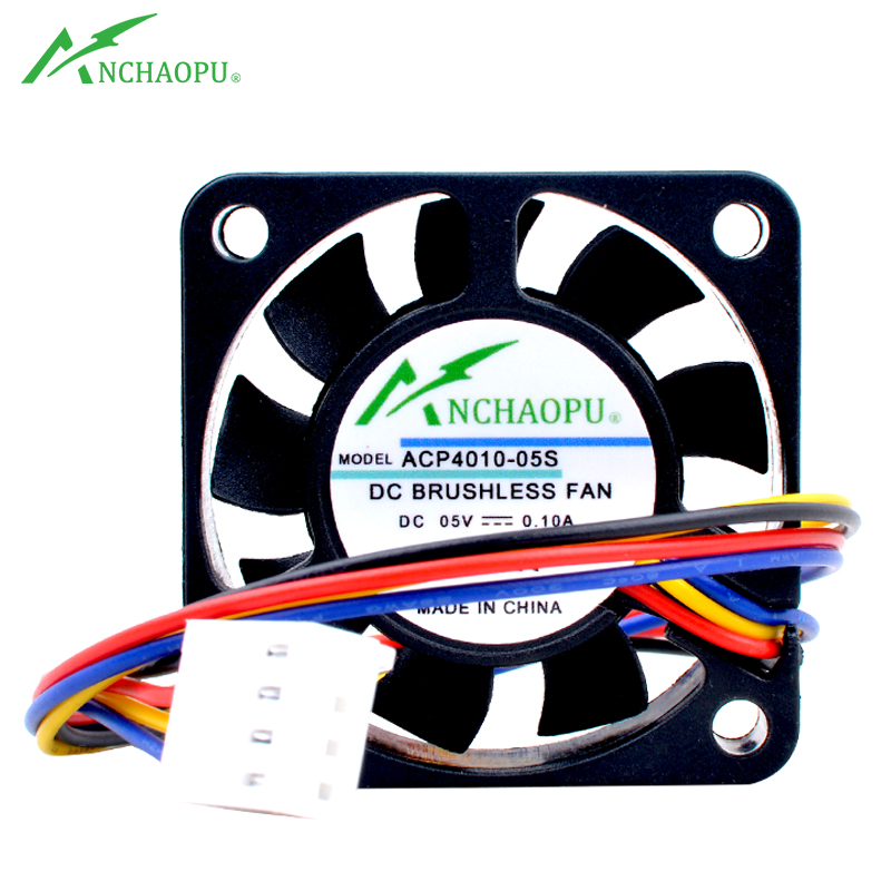 Pi 4 Case - ANCHAOPU 4ซม.40มม.40X40X10มม.DC5V 0.10A 4เส้นการควบคุมความเร็ว PWM Cooling