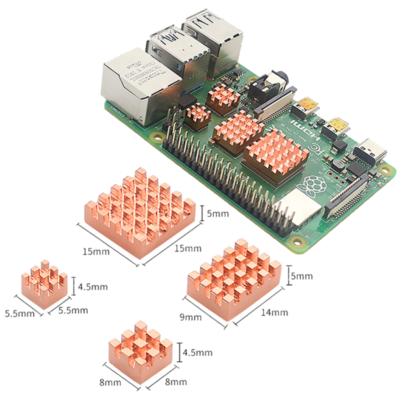 Pi Cooler - โลหะทองแดงอลูมิเนียมฮีทซิงค์ชุด Cooler ความร้อน Passive Cooling Pad