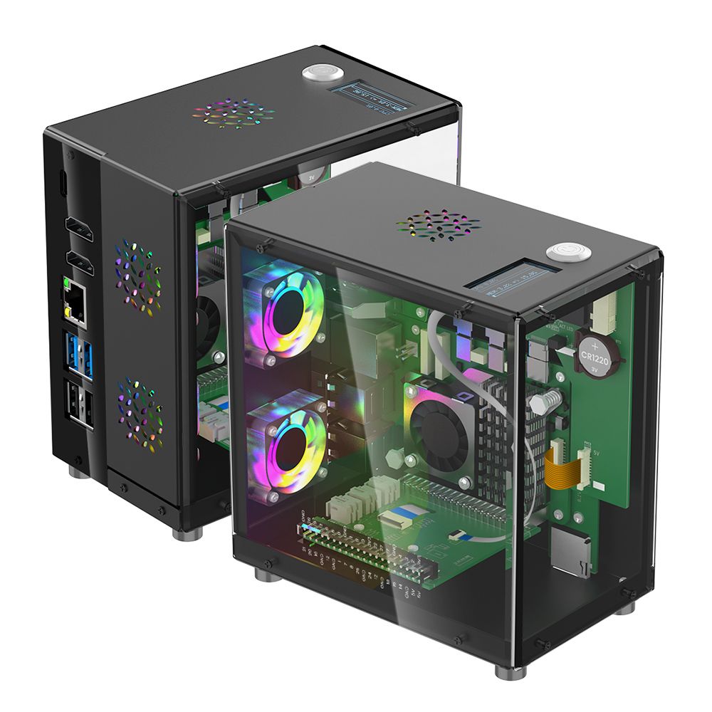 Pi 5 Case - ราสเบอร์รี่ Pi 5 ชุดป้องกันพร้อมทาวเวอร์คูลเลอร์+ 3x พัดลมระบายความร้อนและ